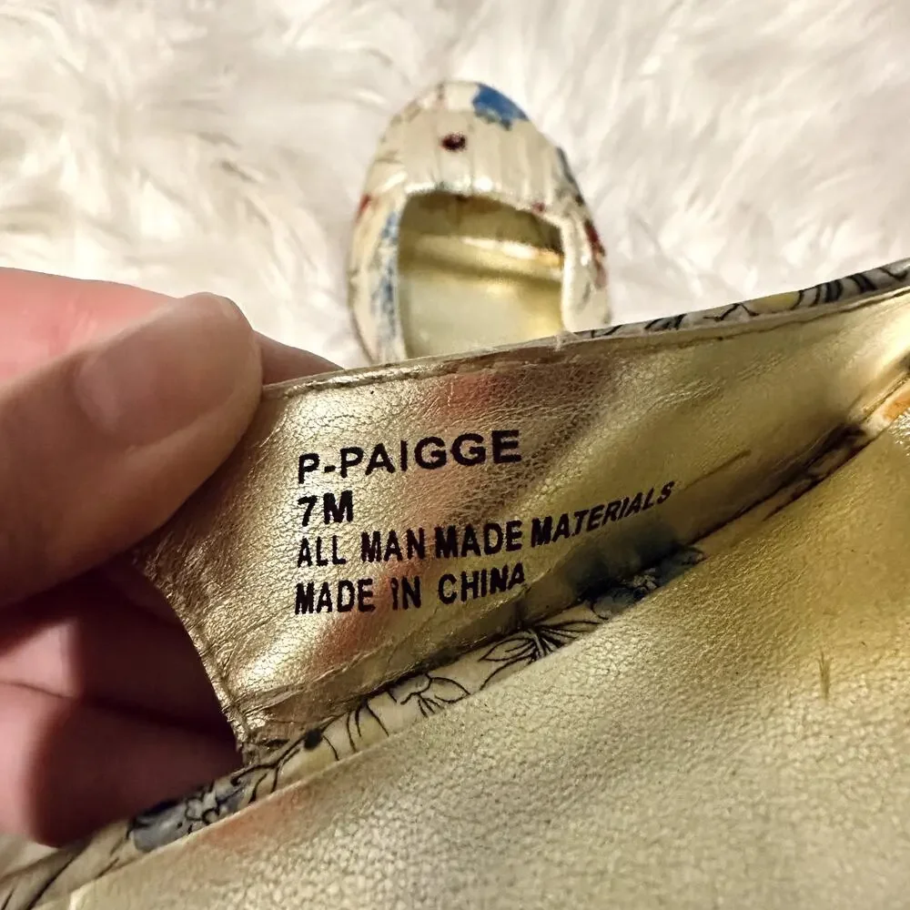 Steve Madden Y2K Floral Slingback Peep-toe Wedge Sz 7